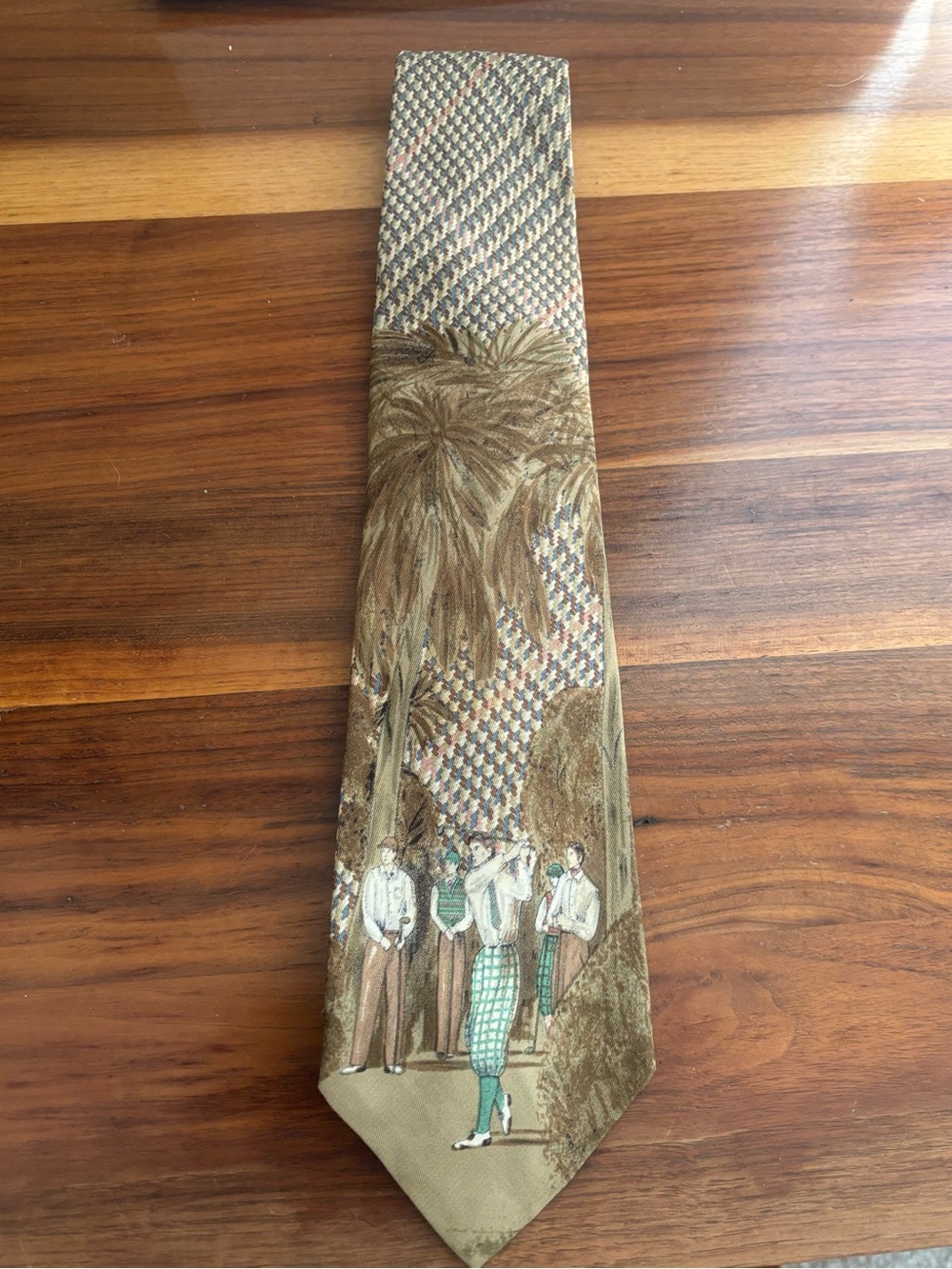 VINTAGE - 1980s Polo by Ralph Lauren Olive and Brown Patterned Silk Tie